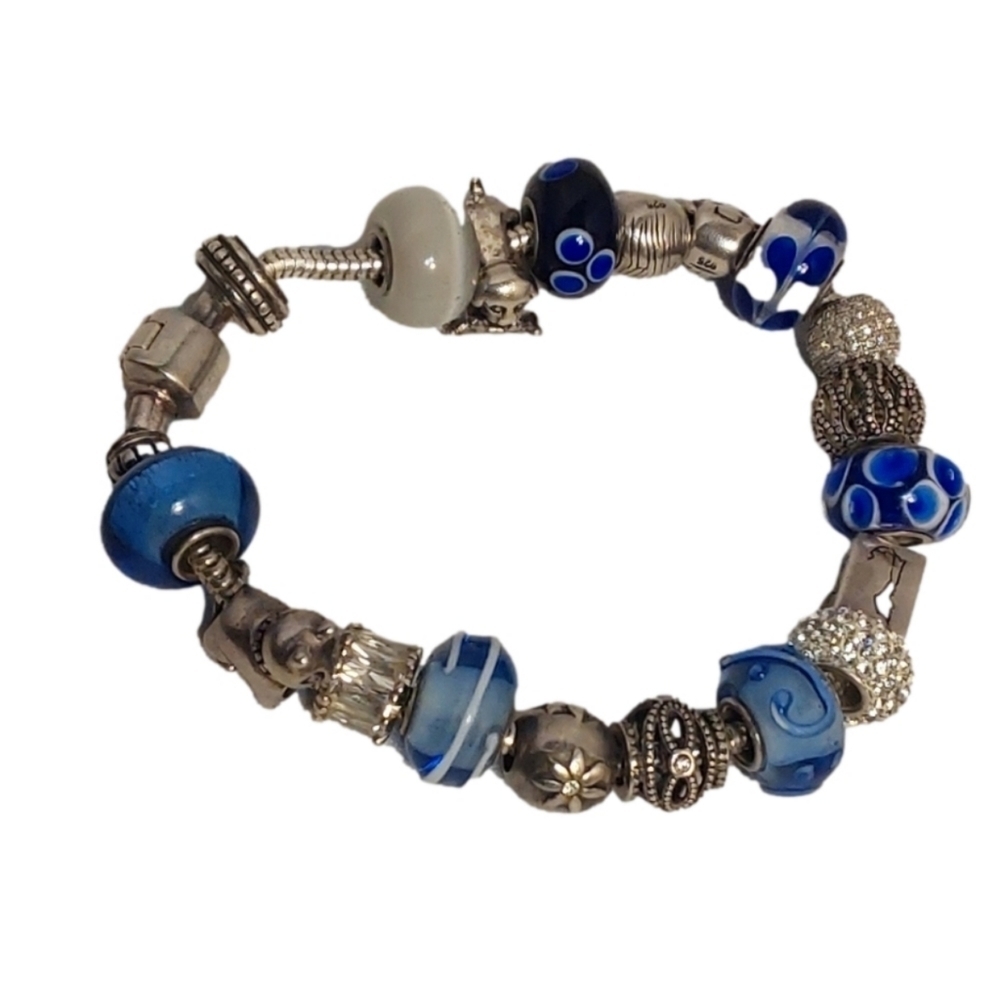 925 SILVER -‎ THAI IBB VINTAGE SIGNATURE CHARM FAMILY & DOG BRACELET